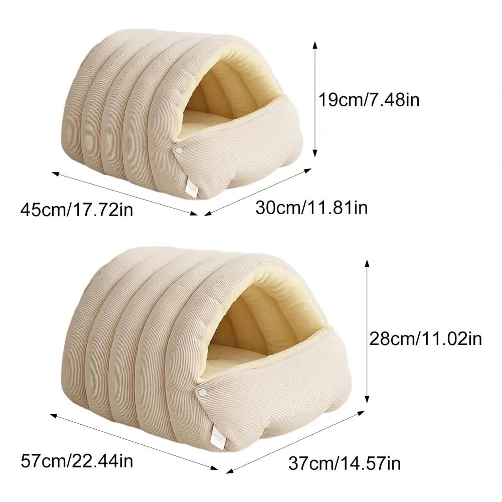 Pet House Bed Non-Slip Base Removable Pet Accessories Washable Cover Cave Design Washable Cat Bed with Zipper