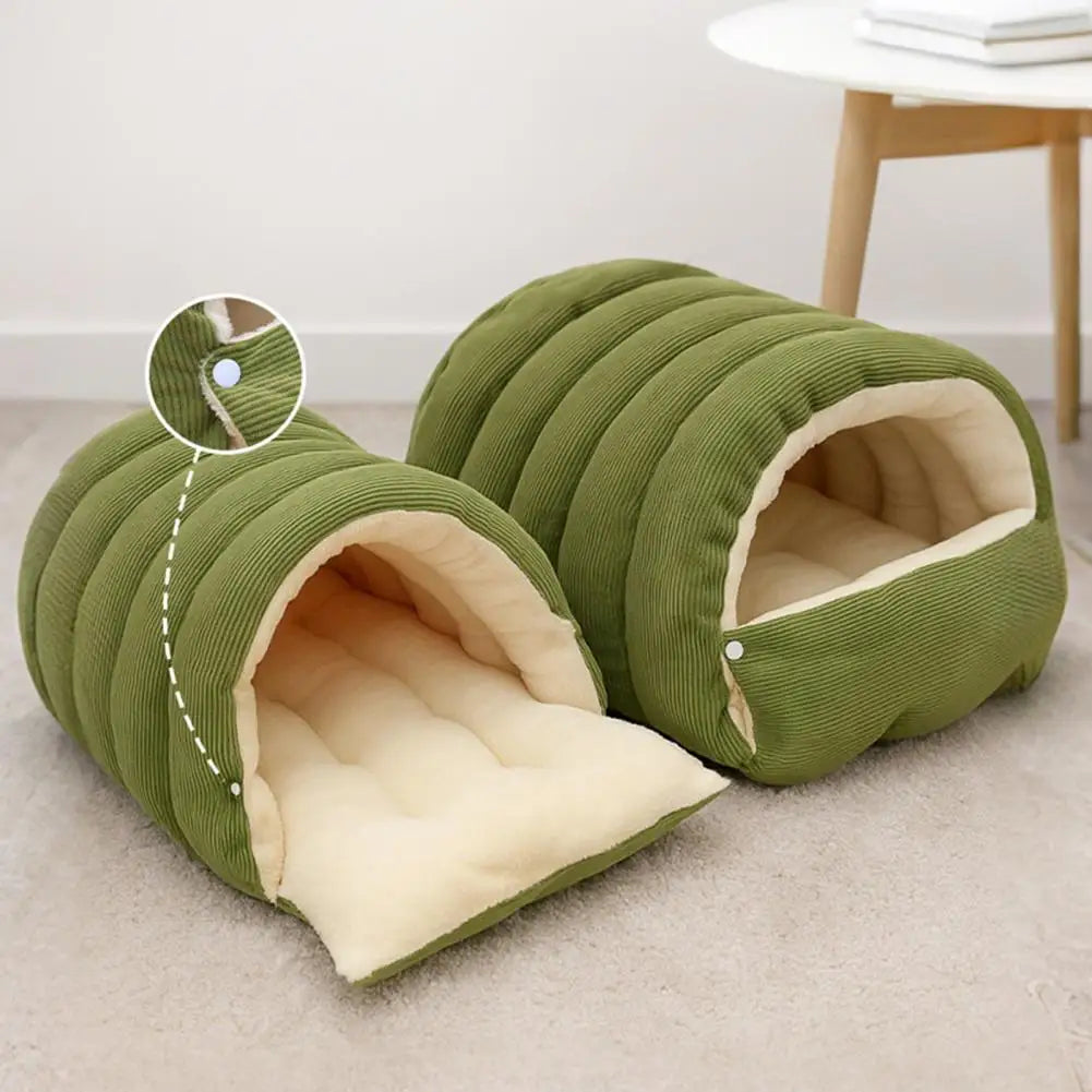 Pet House Bed Non-Slip Base Removable Pet Accessories Washable Cover Cave Design Washable Cat Bed with Zipper