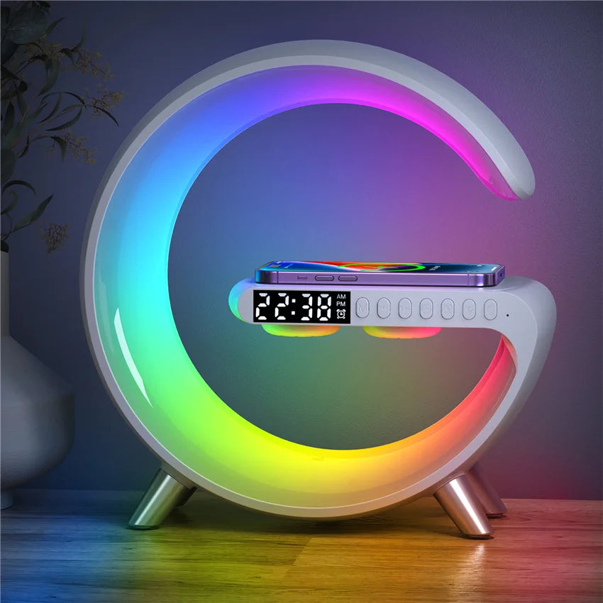 Multifunctional Fast Wireless Charging Station with Clock & Speaker