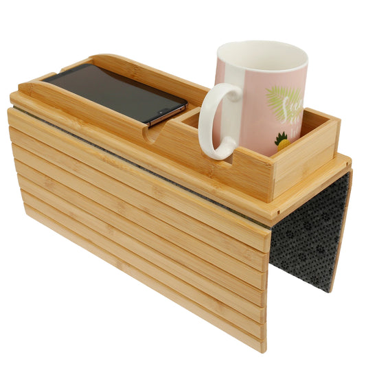 Foldable Bamboo Sofa Armrest Cup & Storage Tray