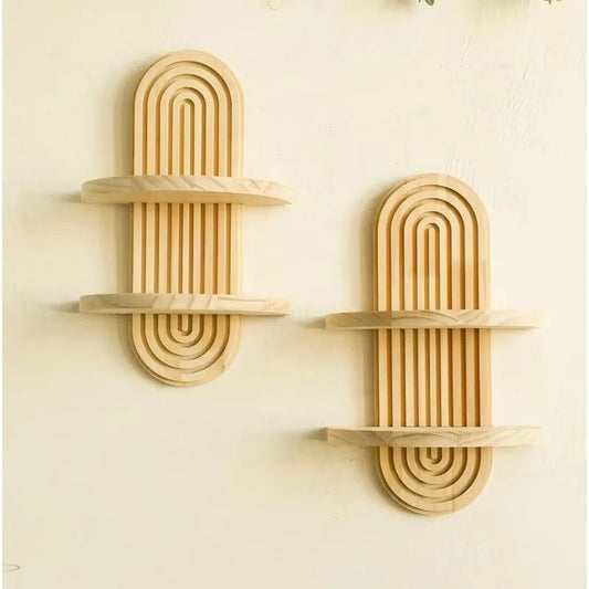 Wooden Wall Display Rack for Living Room & Bathroom