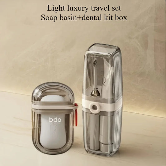Oval Plastic Soap Case with Toothbrush Storage