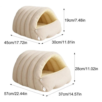 Pet House Bed Non-Slip Base Removable Pet Accessories Washable Cover Cave Design Washable Cat Bed with Zipper