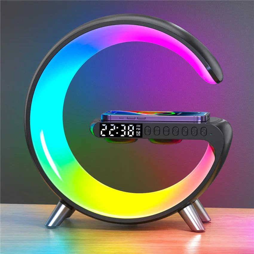 Multifunctional Fast Wireless Charging Station with Clock & Speaker